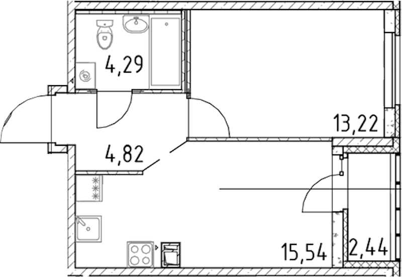 1-комнатная квартира 37.87 м², 8/17 эт., ЖК «Город Первых»